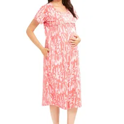 av2 Women Cotton Printed Maternity Nursing & Feeding Nighty -3148 image 2