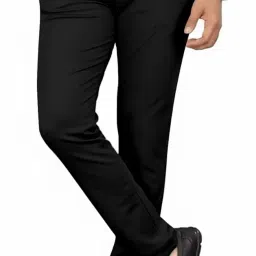 mehrang Men's Slim Fit Casual Mid Rise Trousers, Cotton Blend, Side Pockets || Classic Slim Fit Chino Pants || Business Casual Dress Trousers image 4