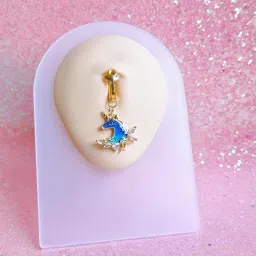 via mazzini Clip-On Style No-Piercing Required Unicorn Charm Belly Button Navel Ring For Women And Girls (BB0127) 1 Pc image 1