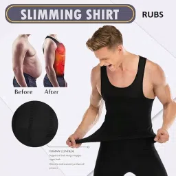 rubs Men’s Slimming Body Shaper Vest Shirt Abs Abdomen Slim Stretchable Tummy Tucker Vest Tummy Control Shapewear Undershirt Gym Workout image 2