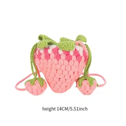 club bollywood VELURA Knitted Shoulder Bag Strawberry Shaped Handbag for Themed Party Women Pink|1 Birthday Party High Chair |Women's Handbags & Bags| Womens Handbags & Bags image 1