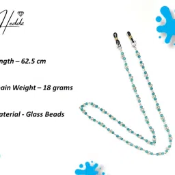 heddz Turquoise Lightweight Glass Beads & Silver Filigree Spectacle Chain For Women Spectacle Chain Lanyard String for Eyewear Frames, Specs, Glasses, Sunglasses, Goggles and Eyeglasses image 1