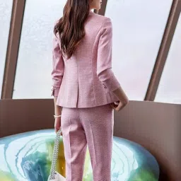 euphoria wardrobe Women's Suit Blazer 3 Piece Office Business Casual Single Breasted Blazer Jacket Pant and Canny Set image 1