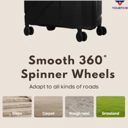 tourtier Hard-Shell Luggage Trolley Bag with 360° Spinner Wheels, Large Capacity Travel Carry-On Suitcase (Style-2, Black, 28 INCH) image 5