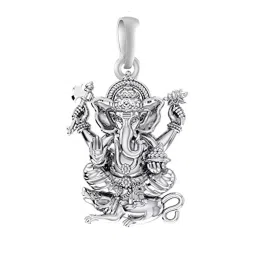 akshat sapphire Sterling Silver (92.5% purity) God Ganesh Pendant for Men & Women Pure Silver Lord Ganapathy Locket for Good Health & Wealth image 1