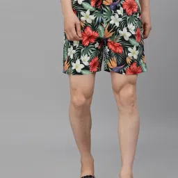 style quotient Men Black Floral Printed Swim Shorts image 1