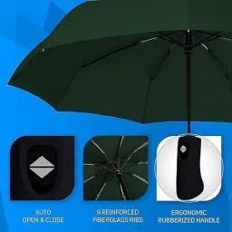 qonetic UV Protection Umbrella for Sun & Rain | 3-Fold Auto Open & Close Travel Umbrella | Windproof, Lightweight, Compact | Unisex for Men, Women, Kids | Portable & Stylish image 1