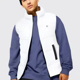 urbano fashion Men's Nylon Sleeveless Zippered Standard Length Puffer Jacket image 1