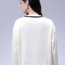 freehand by The Indian Garage Co Women Loose Fit Solid Long Sweater image 1