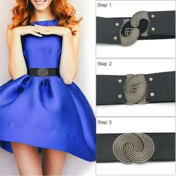 syga Women'S Black Casual Waist Belt – Elegant Designer Waist Belt With Double Ring Buckle For Dresses And Skirts image 3