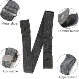 toxen Invisible Buckle-less Jeans Belt with Ring Adjustable Buckle Free Waist Belt Elastic Belt for Jeans Pants Skirts Women or Men image 3