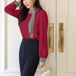 gg style Women Western Printed Cuff Collar Tops image 5