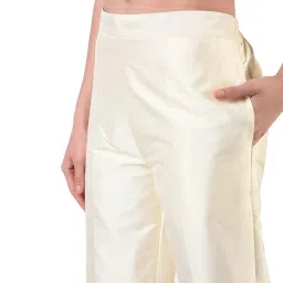 floreos Women's Straight Pant Silk with Cotton Lining Trouser image 2