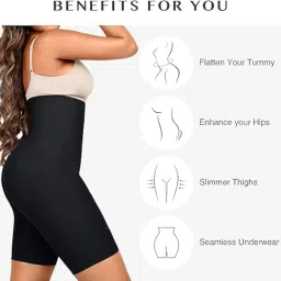 lilots Women's High Waist Tummy Control Tucker Waist Slimming Shapewear || Long Shapewear with Anti Rolling Strip image 3