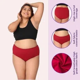 Adira | 3XL-10XL Cotton Panties for Women Plus Size | High Waist Panty with Full Coverage | Inside Elastic - No Elastic Exposure to Skin | Plus Size | Pack of 3 image 1