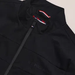 u.s. polo assn. Men's Black Solid High neck Long Sleeve Casual Polyester Regular Fit Jacket image 1