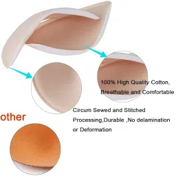 sermicle Bra Inserts 4 Pairs,Vekey Bra Pads Sewed Stitched Removable for Sports Bra B/C & C/D Cup Optional (C/D Cup, Beige Round) image 2