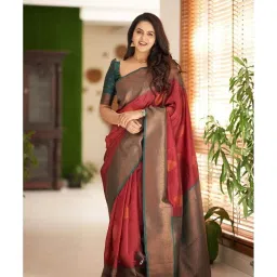 sgf11 Women's Kanjivaram Soft Lichi Silk Saree With Blouse Piece image 4