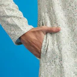 diwas by manyavar Men's Cotton Blend Printed|Sequined Kurta (1pc) image 3