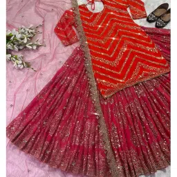 iyalafab WOMEN'S Georgette Stiched Dhoti (SF25164ver-XXL SIZE Red) image 1