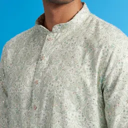 diwas by manyavar Men's Cotton Blend Printed|Sequined Kurta (1pc) image 2