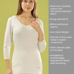 dollar Cotton Ultra Regular Fit Thermal Full Sleeve Thermal Top for Women, White, 2XL image 5