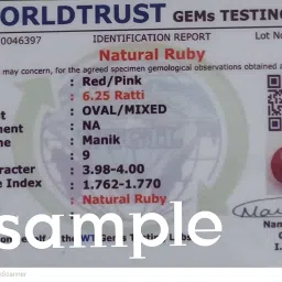 rrvgem 8.50 Ratti Ruby Stone with Lab Certified Manik Stone Certified/manik Gemstone Certified/manikya Gemstone For Men And Women image 2