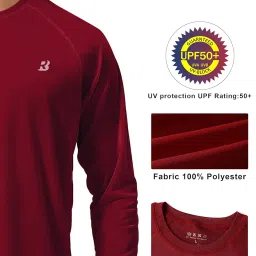 roadbox Mens SPF UV Sun Long Sleeve Running Shirts for Fishing Hunting Beet Red image 3