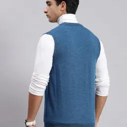 monte carlo Mens Solid V Neck Sleeveless Sweater (1230510SL) image 4