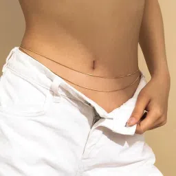 aaishwarya 18K Gold Plated Two Layered Snake Chain Waist Chain | Stainless Steel, Anti-Tarnish Hip Chains | Minimal Jewelry | Stylish Casual Wear Kamarband for Saree and Crop Tops image 2