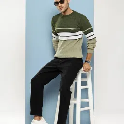 aarika Mens Winter Wear Black Colour Solid Woolen Sweater image 4