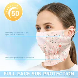 palay Face Mask for Women Sun Protection, Floral Print Face Cover for Women, Breathable Reusable Mask for Bikers, Driving, Cooking (Extender Front Hem, Adjustable Earloop) image 4