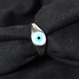 clara Real 925 Sterling Silver Kian Evil Eye Men Ring |Size Adjustable, Platinum Plated | Gift for Men & Boys image 2