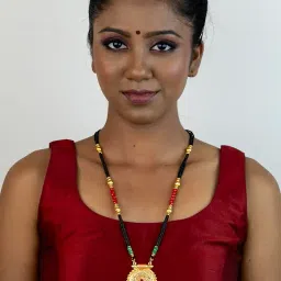 kulin jewellers Kulin Traditional Temple-Style Round Pendant Mangalsutra with Red & Green Beads| Mangalsutra for Women| Jewellery for Women image 2