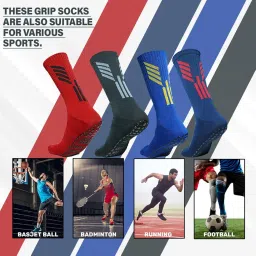 mizaki Anti-Slip Football Socks for Men & Women Calf Length - Football Grip Stockings with Rubber Pad Grip Technology image 4