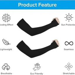 deeplite UV Protection Arm Sleeves with Thumb Holes, Unisex Sports Cooling Sleeves for Cycling, Running, Driving (PACK OF 2) image 3