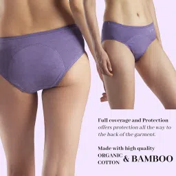 lavos Women's Period Panty Hipster Leak Proof Underwear for Low Flow, Reusable Odor & Stain Free Bamboo Cotton Anti-Bacterial Menstrual Periods Panties for Women & Girls image 4