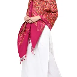 weavers villa Women's Kashmiri Aari Embroided Cashmilon Woven Stoles, Shawls, Wraps (SIZE: 30" X 80") image 3