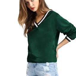 fabricorn Stylish Plain Green Long Sleeve Cotton Tshirt for Women (Green) image 2