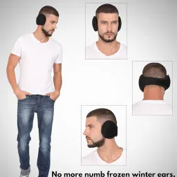 fabseasons Black Headwear Faux Fur Ear Muffs/Ear Warmers - Behind The Head Style Winter Earmuffs for Men & Women, Pack of 2 image 4