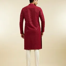 diwas by manyavar Men's Viscose Chikankari Sequined Kurta (1pc) image 4