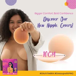 pinq polka Breast Lift Tape Pasties 6 Pcs DD-E Cup Size with 10 Nipple Pasties & Reusable Nipple Cover 10 Cm|Shape Enhancer Body Tape|Skin Friendly, Push Up Tape | Nude Color- Combo of 18 pcs image 2