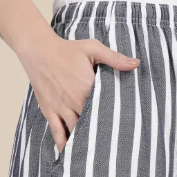 kryptic Women Cotton Striped Navy mid-Rise Relaxed fit Lounge Shorts with Side Pocket(Navy_1;XL) image 4