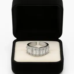 bonnt jewellery Elegant Floral AD Ring – Free Size Adjustable Ring, Silver Sparkle Ring for Women and Girls image 4
