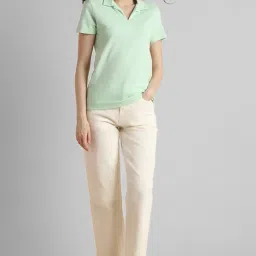 van heusen Women's Polyester Regular Fit Polo T-Shirt image 1