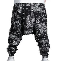 million store Harem Pant Men Paisley Printed Drop Crotch Pants Free Size image 2