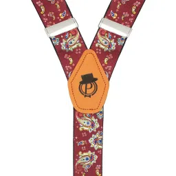 peluche Men's Floral Cut Red Colour Suspender (3.5cm Strap Width Elastic) image 4