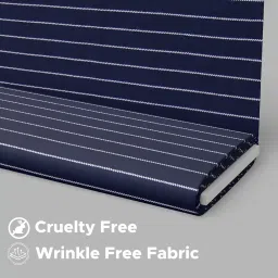 b bigreams - your comfort is our mission BIGREAMS Unstitched Navy Blue Pin Stripe Three Piece Suit Fabric For Mens - 150 CM Wide, Pin Stripe Fabric for Custom Clothing, Upholstery and Etc image 3
