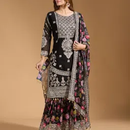 arriva fab Women's Faux Georgette Fabric Zari Sequence embroidery Work Kurtaset With Dupatta image 1