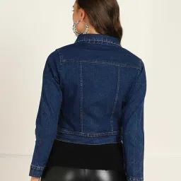 hrikshika fashion Women's Cotton Denim Jacket Full Sleeves Comfort Fit Collar Jacket image 1